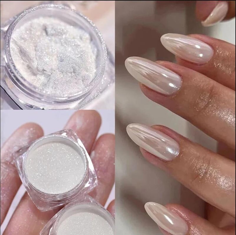 Bellecrey 1 Box Laser Nail Glitter Peacock Mirror Powder Laser Dust Nail Art Chrome Pigment Powder Rose Gold Silver Mix Nail Art Glitter Sequins DIY Sparkly Paillette Charm Flakes Gel Nail Decorations - Image 5
